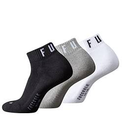 Fussvolk Quarter Socks 3 Pack Box neutral mix - Sneakersocken für Sport und Freizeit, unisex, schwarz grau weiß, 39 – 42, knöchelhoch, elastisch und weich mit Frottee von Fussvolk