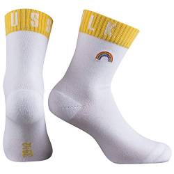 Fussvolk Socken Herren & Frauen weiße Strümpfe Regenbogen Socks Embroidery white, Size:39-42, Farben:white von Fussvolk