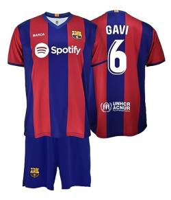 Futbol Club Barcelona T-Shirt und Hose - GAVI 6 - Erste Mannschaft Saison 2023/2024 - Offizielle Replik mit Lizenz Kind, Blau/Weinrot, 14 Años von Futbol Club Barcelona