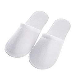 Futchoy 100 Paar Hausschuhe Einweg Unisex Pantoffel Slipper Hotelslipper Frottierslipper Hausschuhe Einwegschuhe Pantoffeln Frottierslipper für Zuhause Hochzeit Reisen Hotel SPA Sauna Weiß von Futchoy