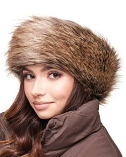 Futrzane Fell Stirnband Pelz Damen Winter - Kunstfell Stirnband - Faux Fuchs (Haselnussbrauner Wolf) von Futrzane