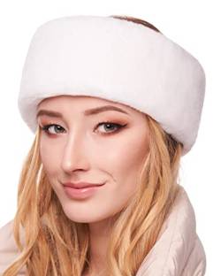 Kunstpelz-Ohrenwärmer für Damen - weicher Samtpelz - schickes Winter-Stirnband (Weißer Kaninchen) von Futrzane