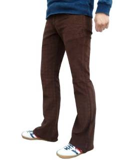 Herren Braun Bootcut Ausgestellt Cord Indie Retro Hose - Marrone, 34W x 32L, Braun von Fuzzdandy