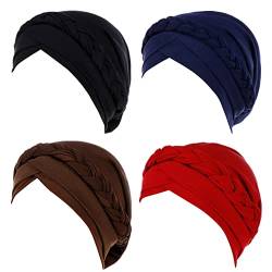 Fxhixiy Hijab Seidige Turban-Hüte für Damen, Krebs, Chemo-Mütze, Kopfbedeckung, Kopfbedeckung, Schwarz, Marineblau, Kaffee-Rot, Einheitsgröße von Fxhixiy