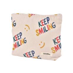 Fycyko Kosmetiktasche Reise, Tragbare Kulturbeutel Kinder Lächeln Waschtasche Organizer Smile Muster Make-up Tasche Multifunktionaler Kulturbeutel Herren Reisen Kulturtasche für Damen Mädchen - Beige von Fycyko