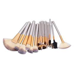 24-teiliges Set Make-up-Pinsel-Werkzeugset, Tragbar, Weiches Nylon, Kosmetik, Professionelle Make-up-Pinsel, 24-teiliges Set Für Frauen Und Mädchen, Champagnergold von Fyearfly