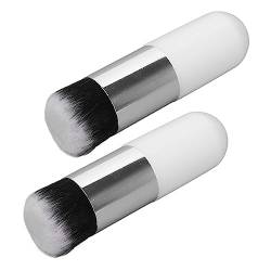 Foundation-Make-up-Pinsel, 2 Stück, Foundation-Pinsel, Kunstfaser, Weich, Bequem, Tragbar, Make-up-Pinsel Für Frauen, Weiß Und Silber von Fyearfly