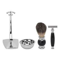 Herren-Rasierwerkzeug-Set, 4-in-1-Seifen-Bartbürsten-Sets, Bürstenschalenhalter, Trimmer, Legierung, Nass-Bartbürsten-Sets Für Männer von Fyearfly