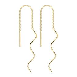 925 Sterling Silber Stäbchen Durchzieher Ohrringe Lange Quaste Einfädler Ohrringe für Frauen Mädchen (Gold (Spiralform)) von Fyore