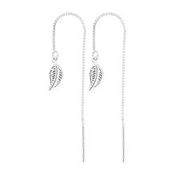 925 Sterling Stäbchen Durchzieher Ohrringe Lange Quaste Einfädler Ohrringe für Frauen Mädchen,Silber-e von Fyore