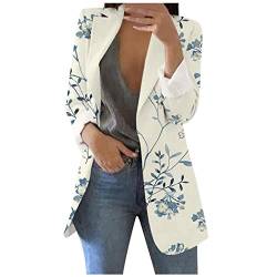 Coat Weiblich Burlesque BlüMchen Polyester Blazer Reverskragen ärmel Langes Oberbekleidung for Female Light Buissnes Dünn Offene Winter von FzlOT