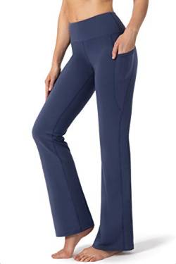 71,1 cm / 76,2 cm / 81,3 cm / 86,4 cm Schrittlänge Damen Bootcut Yogahose Lange Bootleg Hohe Taille Schlaghose mit Taschen - Blau - XL/86 cm Entrepierna von G Gradual