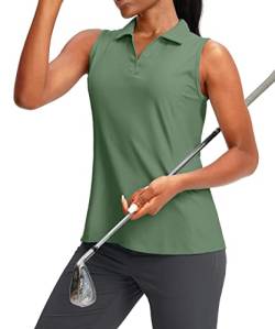 G Gradual Damen Ärmellos Golf Poloshirts Tennis Schnell Trocknen Kragen Tank Tops V-Ausschnitt Polos für Frauen, A-grün, X-Groß von G Gradual