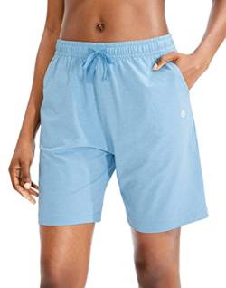 G Gradual Damen Bermuda Shorts Jersey Shorts mit tiefen Taschen 7 Zoll lange Shorts für Frauen Lounge Walking Athletic - Blau - XX-Large von G Gradual