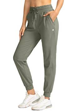 G Gradual Damen-Jogginghose mit Reißverschlusstaschen, hohe Taille, athletisch, konisch, Sweathose für Damen, Workout, Lounge, salbeigrün, Mittel von G Gradual