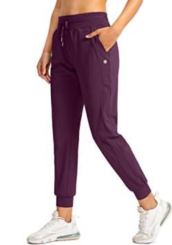 G Gradual Damen-Jogginghose mit Reißverschlusstaschen, hohe Taille, athletisch, konisch, Sweathose für Damen, Workout, Lounge, weinrot, X-Groß von G Gradual