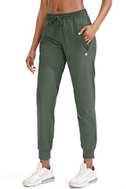 G Gradual Damen Jogginghose mit Reißverschlusstaschen Tapered Running Sweatpants für Frauen Lounge, Joggen, Salbeigrün, X-Groß von G Gradual