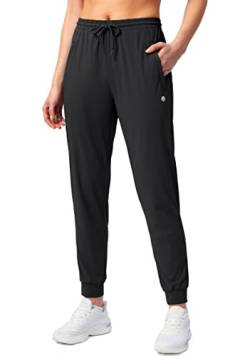 G Gradual Damen Jogginghose mit Reißverschlusstaschen Tapered Running Sweatpants für Frauen Lounge, Joggen, Schwarz, M von G Gradual