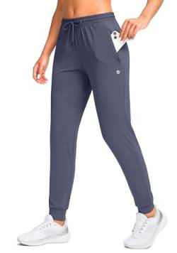 G Gradual Damen Jogginghose mit Reißverschlusstaschen Tapered Running Sweatpants für Frauen Lounge, Joggen, dusty blue, Groß von G Gradual