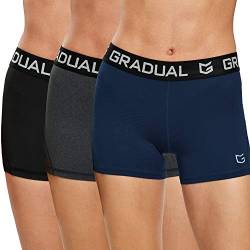 G Gradual Damen Spandex Kompression Volleyball Shorts 7,6 cm/17,8 cm Workout Pro Shorts für Frauen, 3er-Pack: Schwarz/Marineblau/Kohle, Klein von G Gradual