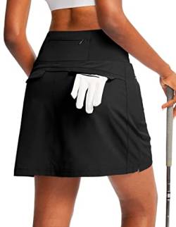 G Gradual Golf Skorts Röcke für Frauen mit 5 Taschen, hohe Taille, leicht, athletischer Rock für Tennis, Laufen, Schwarz, X-Klein von G Gradual