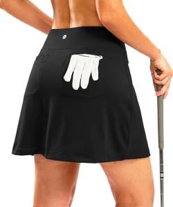 G Gradual Golf-Skorts Röcke für Frauen mit Reißverschlusstaschen, hohe Taille, Tennisrock, athletischer Skort für Frauen, Laufen, Workout, Schwarz, Medium von G Gradual