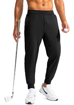 G Gradual Herren-Golf-Jogginghose mit Reißverschlusstaschen, Stretch-Sweathose, schmale Passform, Trainingshose für Herren, Arbeit, Laufen, Schwarz, 34-37 von G Gradual