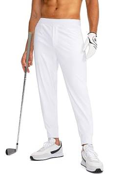 G Gradual Herren-Golf-Jogginghose mit Reißverschlusstaschen, Stretch-Sweathose, schmale Passform, Trainingshose für Herren, Arbeit, Laufen, weiß, 31-35 von G Gradual