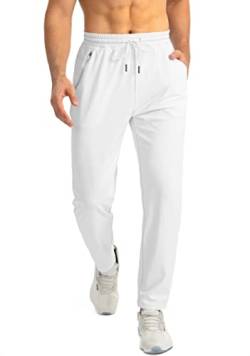 G Gradual Herren-Jogginghose mit Reißverschlusstaschen, konische Jogginghose für Herren, sportliche Hose für Workout, Joggen, Laufen, Weiß, X-Groß von G Gradual