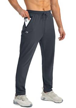 G Gradual Herren-Jogginghose mit Reißverschlusstaschen, konische Jogginghose für Herren, sportliche Hose für Workout, Joggen, Laufen, grau, Klein von G Gradual