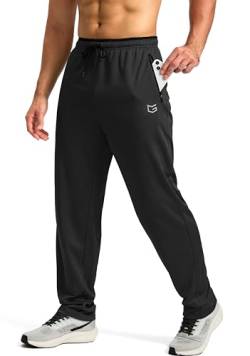 G Gradual Herren-Jogginghose mit Reißverschlusstaschen, offene Unterseite, sportliche Hose für Herren, Workout, Joggen, Laufen, Lounge, 02-schwarz, X-Groß von G Gradual