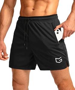 G Gradual Herren Laufshorts mit Reißverschlusstaschen, schwarz, Mittel von G Gradual