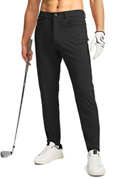 G Gradual Herren Stretch Golfhose mit 6 Taschen Slim Fit Kleid Hose für Herren Reisen Freizeit Arbeit, Schwarz, 3XL von G Gradual
