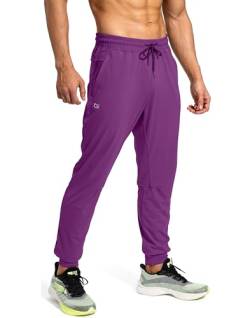 G Gradual Herren-Sweathose mit Reißverschlusstaschen, Sporthose, Trainingshose, Jogginghose für Herren, Fußball, Laufen, Workout, Violett, Klein von G Gradual