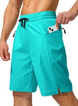 Herren-Badehose, schnell trocknend, Boardshorts mit Reißverschlusstaschen, Strandshorts, Badeanzüge für Männer – ohne Netzfutter, cyan, X-Large von G Gradual