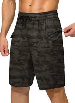 Herren Badehose schnell trocknend Boardshorts mit Reißverschlusstaschen Strandshorts Badeanzüge für Herren – kein Netzfutter, grün camo, Small von G Gradual