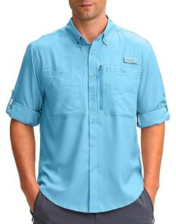 Herren Langarm Sonnenschutz Angelshirt mit Reißverschlusstaschen UPF 50+ Leicht Cool Sun Shirts für Männer Wandern Outdoor, Segel, L von G Gradual