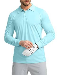Herren Poloshirt Langarm Golf Shirts Leicht UPF 50+ Sonnenschutz Cool Shirts für Männer Arbeit Angeln Outdoor, Hellgrün, Mittel von G Gradual