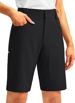 Lange Damen-Golf-Shorts mit Taschen, 25,4 cm, schnell trocknend, leicht, Cargo-Bermuda-Shorts für Frauen, knielang, Schwarz, 3X-Groß von G Gradual