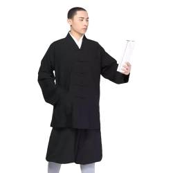 G-LIKE Buddist Mönch Uniform Kostüm - Chinesische Buddhistische Arhat Kleidung Kampfkunst Kung Fu Tai Chi Wushu Trainingsanzug Langarm Robe Jacke Hose Anzug für Männer Frauen – Baumwolle von G-LIKE