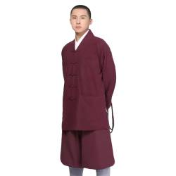 G-LIKE Buddist Mönch Uniform Kostüm - Chinesische Buddhistische Arhat Kleidung Kampfkunst Kung Fu Tai Chi Wushu Trainingsanzug Langarm Robe Jacke Hose Anzug für Männer Frauen – Baumwolle von G-LIKE