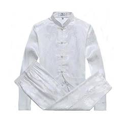 G-LIKE Chinesische Kleidung Tang Anzug - Traditionelle Klassische Kostüme Kampfkunst Kung Fu Tai Chi Qigong Lange Ärmel Drachen Muster Performance Uniform für Männer Frauen (Weiβ, S) von G-LIKE