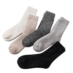 G-LIKE Damen Herren Winter Wollsocken – 5 Paar Warme Dicke Atmungsaktive Einfarbige Socken Wintersocken Haussocken Thermosocken Frottee Wollene Strümpfe von G-LIKE