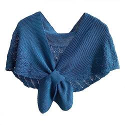 G-LIKE Damen Umschlagtuch Schultertuch Halstuch – Frühling Sommer Herbst Nackenschutz Schal Umhang Cape Gestrickt Ausgehöhlt Prominenz Stil Häkelarbeit Dekorativ für Frauen Mädchen (Blau) von G-LIKE