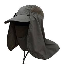 G-LIKE Herren Damen Sonnenschutz Kappe - Unisex Outdoor Sonnenhut Sommer UV-Schutz Anglerhut Gartenhut Fischerhut Baseballkappe Basecap mit Gesichtsschutz Nackenschutz Faltbar Abnehmbar (Armeegrün) von G-LIKE