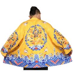 G-LIKE Herren Jacke Retro Stil – Traditionelle Chinesische Kleidung Kostüm Langarm Robe Hanfu Kaiserliche Drachen Muster Tang Umhang Nachthemd Bademantel Lose Nachtwäsche für Männer von G-LIKE