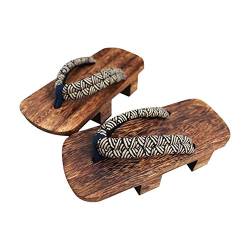 G-LIKE Japanische Clogs Sandalen Holzschuhe - Traditionelle Japanische Stile Heian Periode Geta Pantoffel Sommerschuhe Cosplay Samurai Rutschfest Flip-Flops für Frauen Männer - Holz (35-37, Blau) von G-LIKE