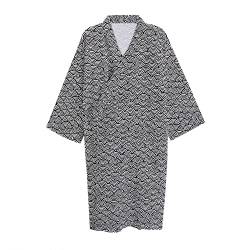 G-LIKE Japanischer Kimono Nachthemd Bademantel – Traditioneller Haori Yukata Stil 100% Baumwolle Frühling Sommer Hauskleid Saunamantel Leicht Dünn Nachtwäsche für Damen Herren (Schwarz-Herren, L) von G-LIKE