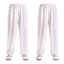 G-LIKE Kampfkunst Tai Chi Trainingshosen – 2 Hosen für Kampfsport Taiji Kung Fu Wushu Yoga Unisex Damen Herren Freizeithose Weite Beine aus Viskose (as3, Alpha, m, Regular, Regular, Weiß) von G-LIKE