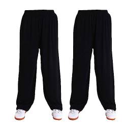 G-LIKE Kampfkunst Tai Chi Trainingshosen – 2 Hosen für Kampfsport Taiji Kung Fu Wushu Yoga Unisex Damen Herren Freizeithose Weite Beine aus Viskose (as3, Alpha, s, Regular, Regular, Schwarz) von G-LIKE